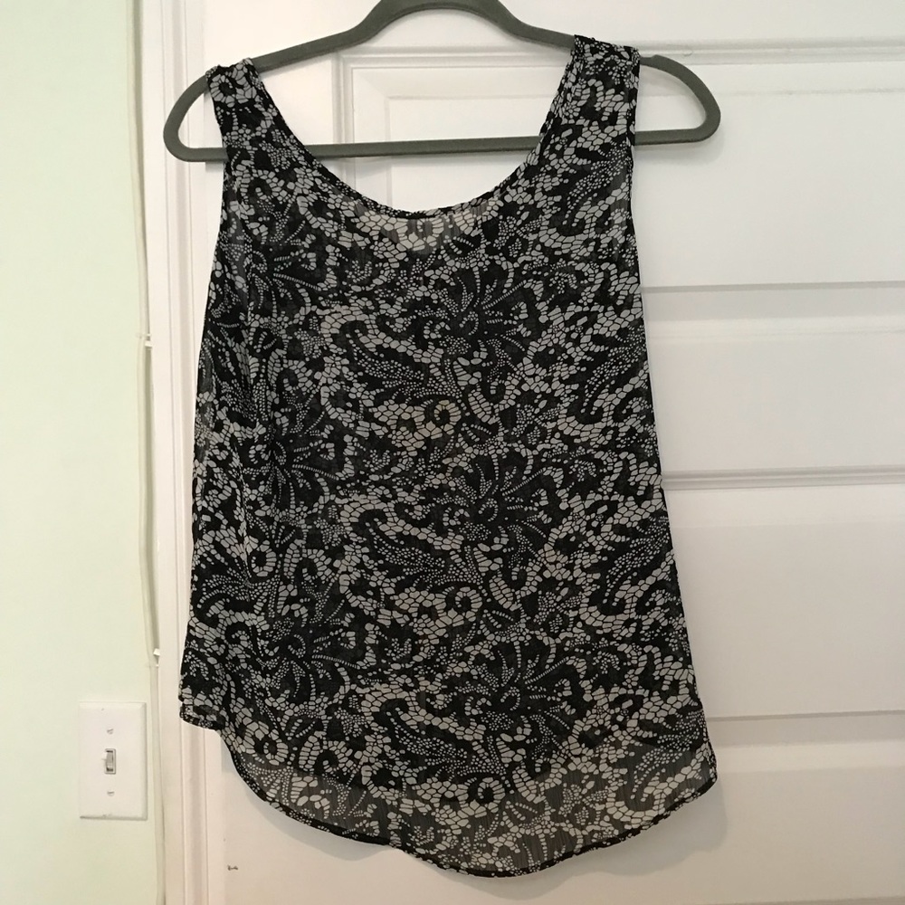 Aqua by Bloomingdale’s open back sheer top Sz M